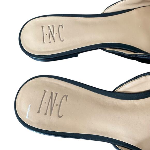 INC International Concepts Black Faux Leather Quilted Studded Mule Flats size 9 - Picture 4 of 7